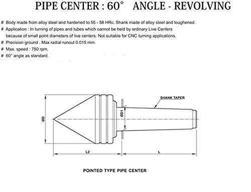 Precision Bull Nose Pointed Live Revolving Center - New 5 Morse Taper - MT5