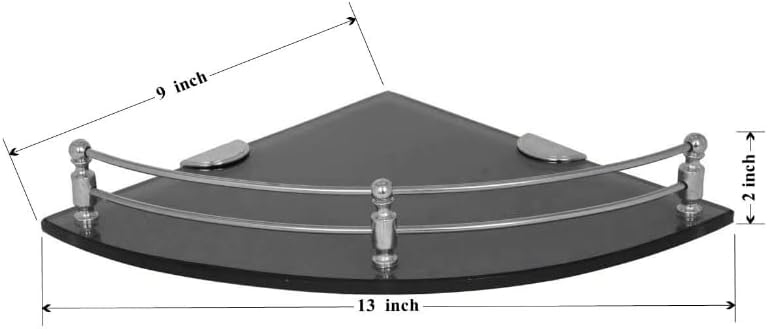 TAURISH Shelf/Bathroom Corner Organizer Shelf/Black Glass Corner Shelf for Living Room (9x9 Inches - Pack of 3)