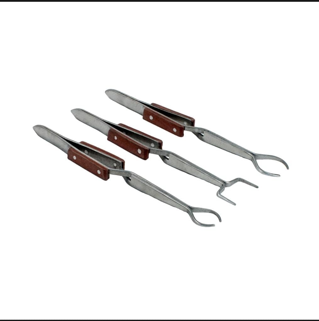 TAURISH Fibre Grip Cross Locking Tweezers set Work Holder Tweezer 3pcs set 6.5-inch, Round, Oval, Square, Soldering, Jewelry, Craft Hobby, Watch repair Work & Personal Care