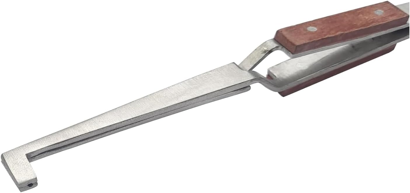 TAURISH Cross Lock Tweezer Fiber Grip 90 Degree Bent (L Shape) with Hole Slot