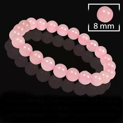 Natural Rose Quartz Healing Crystal Bracelet for Women 8mm Beads, Stretchable Cord, Calming Gemstone Jewelry, Perfect Gift for Emotional Healing & Self-Love Pack of 2