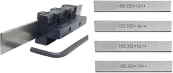 TAURISH Lathe Adjustable Type Parting Cut-Off Tool Holder 10mm Shank & 6 Pieces 3/32
