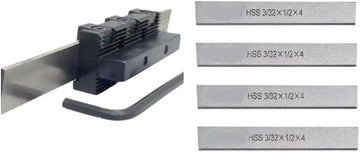 TAURISH Lathe Adjustable Type Parting Cut-Off Tool Holder 10mm Shank & 6 Pieces 3/32" x 1/2" x 4" M2 HSS Blade for Metal Lathe Machines