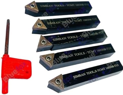 TAURISH 1/2" Lathe Carbide Inserts Tool & Holder Set with Wrench - Mini Lathe CNC Turning Tool Kit