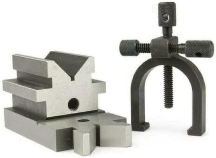 TAURISH Steel Vee V Block with Clamp Set – All Angle Toolmakers Precision Universal V Block for Grinding, Milling, Drilling – Hardened Tool Steel, 3-5/8" x 1-7/8" x 1-7/8" (92 x 48 x 48mm)