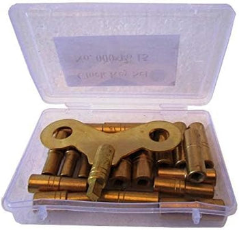 Taurish 18 Piece Clock Winding Key Set - Original Brass, Odd/Even Number (5020)