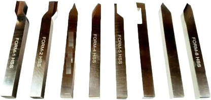 TAURISH 5/16" HSS Lathe Form Tools Set of 8 Pieces 5/16" Square Shank Pre-Formed Tools for Metal Turning