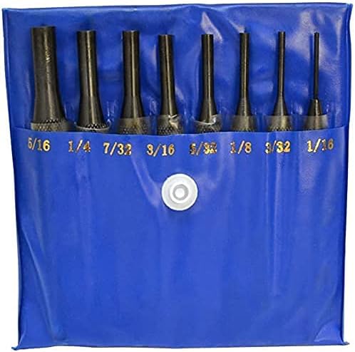 Alloy Steel Drive Pin Punch 8 Piece Set - 4" Length, Point Sizes