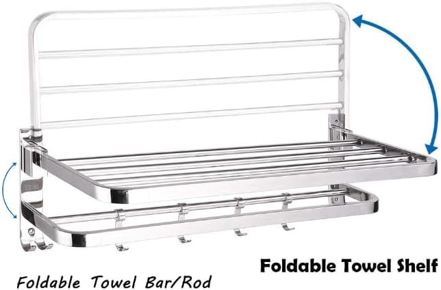 Bathroom Accessories-Stainless Steel Grade Dual Folding Towel Rack for Bathroom/Towel Stand/Hanger/Bathroom