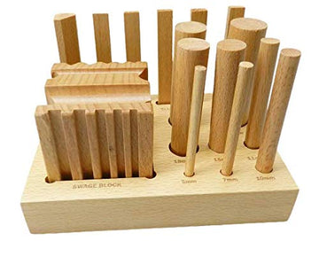 BooTool(TM) WOODEN SWAGE BLOCK SET WOOD FORMING DESIGN CUBE & PUNCHES FORM & SHAPE 15PC SET