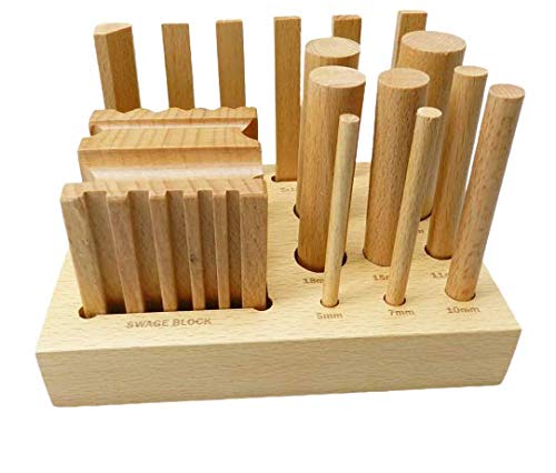 BooTool(TM) WOODEN SWAGE BLOCK SET WOOD FORMING DESIGN CUBE & PUNCHES FORM & SHAPE 15PC SET