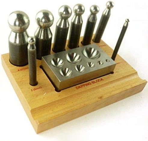 Complete 10 Piece Metal Forming Dapping Doming Punch and Block Set 5 mm to 27 mm
