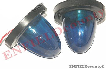 TAURISH PAIR BIG BLUE MARKER LIGHT WITH 12V BULB TRUCK MOTORCYCLE TRACTOR TRAILER