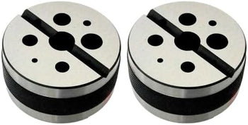 TAURISH Set of 2 Pcs 3” Round Bench Block Staking Anvil Block Toolmakers Hammer Riveting, 1/8” to 5/8” Hole Sizes, Hardened & Ground