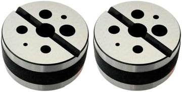 TAURISH Set of 2 Pcs 3” Round Bench Block Staking Anvil Block Toolmakers Hammer Riveting, 1/8” to 5/8” Hole Sizes, Hardened & Ground