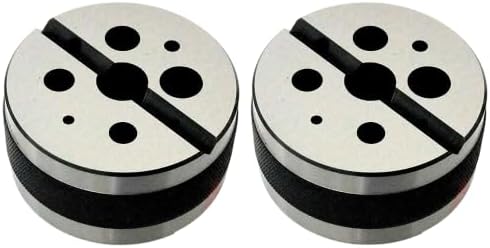 TAURISH Set of 2 Pcs 3” Round Bench Block Staking Anvil Block Toolmakers Hammer Riveting, 1/8” to 5/8” Hole Sizes, Hardened & Ground