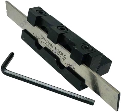 TAURISH Lathe Adjustable Type Parting Cut-Off Tool Holder 10mm Shank & 6 Pieces 3/32" x 1/2" x 4" M2 HSS Blade for Metal Lathe Machines