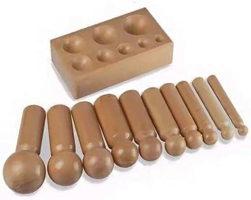 Jumbo Wooden Dapping Block and Punch Set with Wooden Storage Stand 10 Punch - 17 to 61 mm