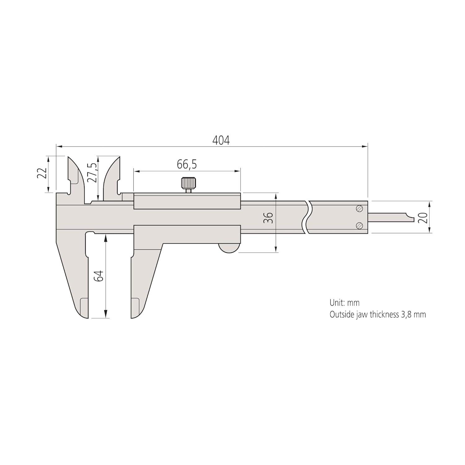 Mitutoyo 530-108 Vernier Caliper, Stainless Steel, 0-200mm Range, +/-0.05mm Accuracy, 0.05mm Resolution