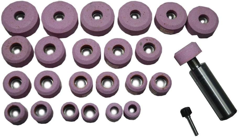 SIOUX PINK 24 PCS - 25MM TO 38MM VALVE SEAT GRINDER STONE SET + STONE HOLDER