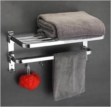 Bathroom Accessories-Stainless Steel Grade Dual Folding Towel Rack for Bathroom/Towel Stand/Hanger/Bathroom