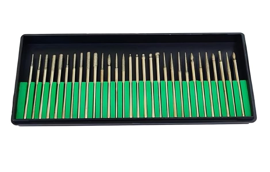 Taurish 30pcs Grit Diamond Bur Bits Drill Nail for Engraving Rotary Kits Shank 3/32"