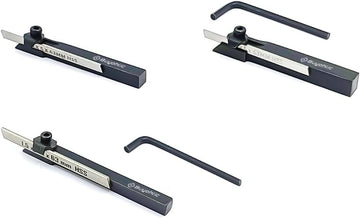 Set of 3 Mini Lathe Cut Off Parting Tool Holders with HSS Blades - 6mm, 8mm, & 10mm Shanks