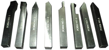 TAURISH 8 Piece HSS Lathe Form Tools Set Form Tools 6 mm - 1/4" Shank Metal Turning Cutting