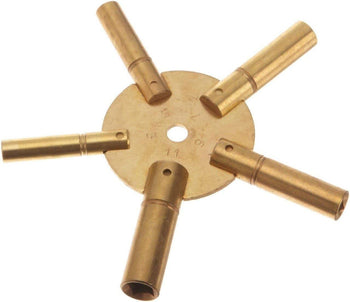Universal Vintage Clock Winding Key 5 Prong Odd Numbers 3 to 11 Brass Clock Key for Winding Clocks
