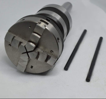 High Precision MT2 Shank Revolving Live Center M14 x 1 with 50 mm 4 Jaws Self Centering Lathe Chuck - Lathe's Tailstock 2MT