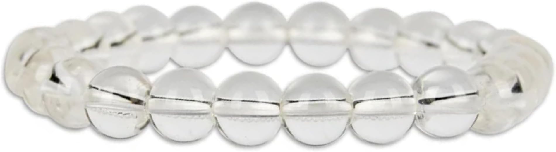 Natural Clear Quartz Healing Crystal Bracelet for Men & Women 8mm Beads, Stretchable Cord, Clarity & Energy Amplification Jewelry for Spiritual Healing & Balance Pack of 2