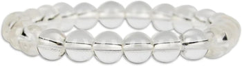 Natural Clear Quartz Healing Crystal Bracelet for Men & Women 8mm Beads, Stretchable Cord, Clarity & Energy Amplification Jewelry for Spiritual Healing & Balance Pack of 2