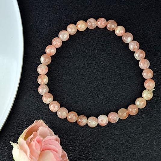 Natural Sunstone Bracelet 8mm Round Beads, 7.5" Stretch Elastic, Unisex Healing Crystal Jewelry for Reiki, Chakra Balance, Energy, and Meditation