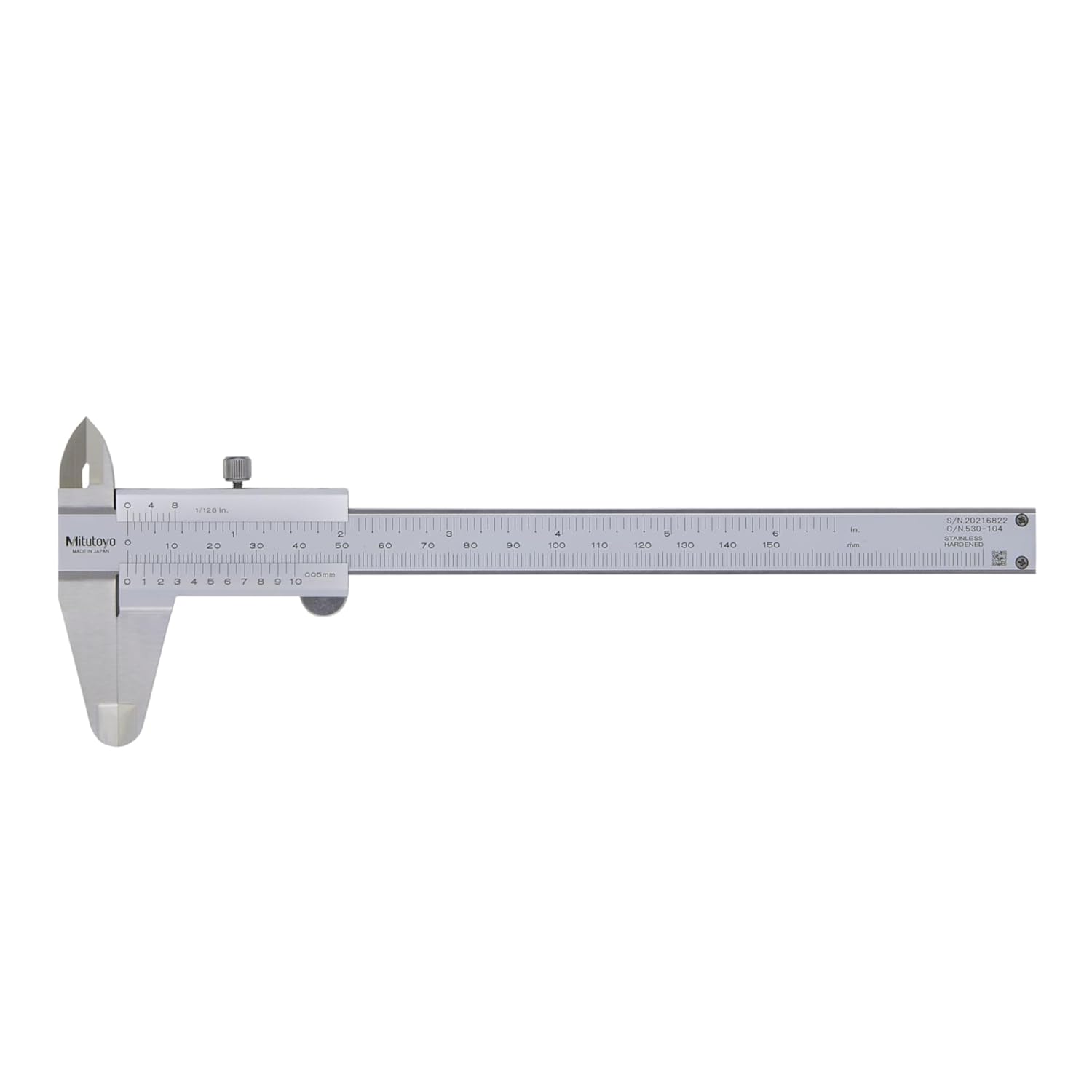 Mitutoyo 530-118 Vernier Calipers, Stainless Steel, for Inside, Outside, Depth and Step Measurements, Metric, 0"/0mm-200mm Range, +/-0.03mm Accuracy, 0.02mm Resolution, 50mm Jaw Depth