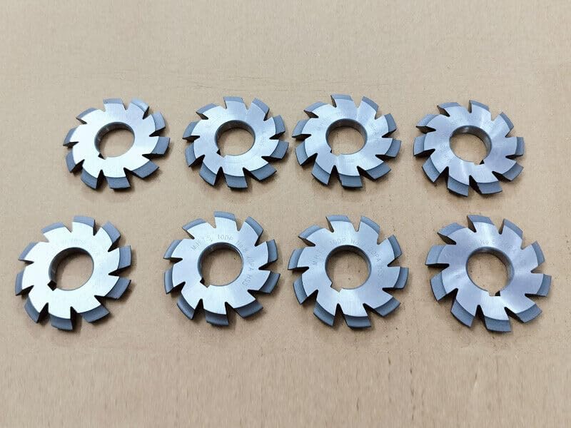 TAURISH 10 DP Involute Gear Cutters Set of 8 Pieces – PA 20° Pressure Angle, 1" Bore (25.4mm), HSS M2 Material, No. 1-8