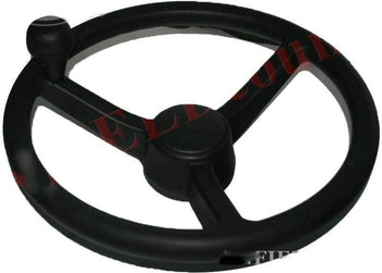 TAURISH 3DX JCB Soft Rubber 3 Spoke Black Steering Wheel + Wheel Aid & Spinner Knob