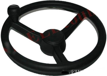 TAURISH 3DX JCB Soft Rubber 3 Spoke Black Steering Wheel + Wheel Aid & Spinner Knob