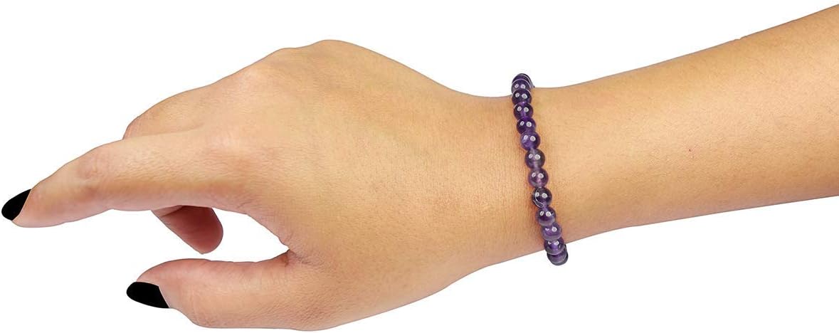 Natural Amethyst Crystal Bracelet for Women and Men 8mm Beads, Stretchable Design, Healing Crystal Jewelry, Perfect Healing Gift for Women, Crystal Bracelet Beads for Meditation & Spiritual Growth Pack of 2