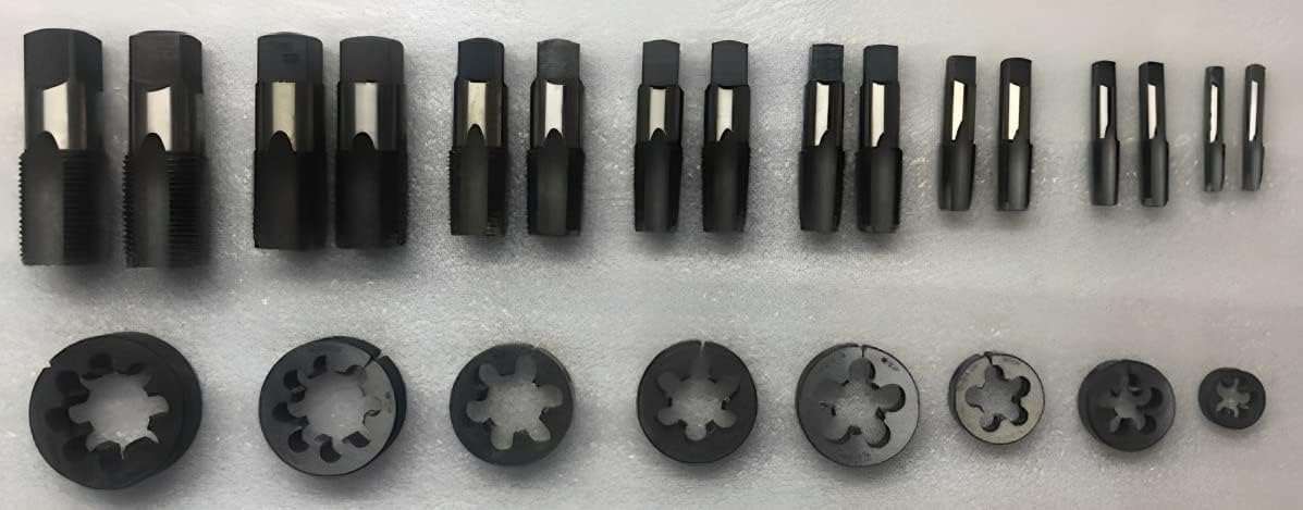 TAURISH NPT National Pipe Thread Tap and Dies Set - 8 Size 1/8" - 1/4" - 3/8" - 1/2" - 5/8" - 3/4" - 7/8" - 1" Taps and Dies Complete Boxed