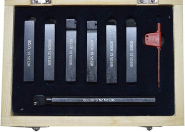 7 Pc 1/2'' Indexable Carbide Turning Tool Set SCLCL SCLCR SCMCN SCSCR SCBCR SCKCR - CCMT 21.51