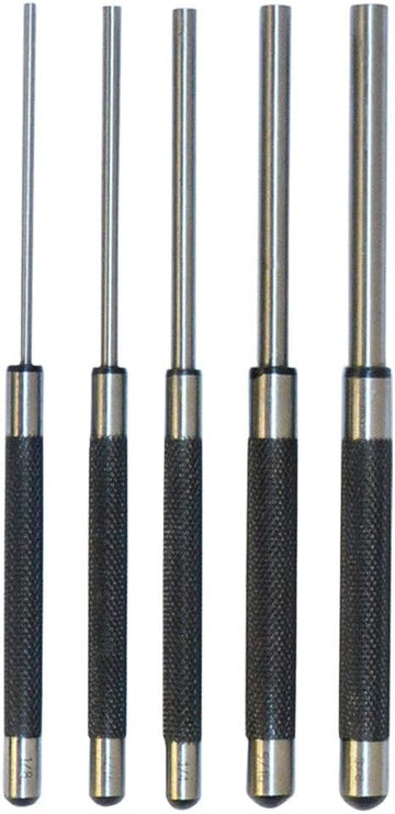 5 Pc Steel 8'' long Drive Pin Punch Set Knurled body Punches Tool Set