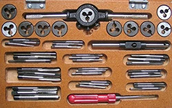TAP & DIE SET BRITISH ASSOCIATION COMPLETE KIT 33 TAPS & 11 DIES - 0 BA TO 10 BA