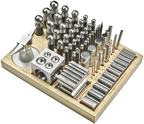 ACE 56pc Dapping Punch Set Jumbo Doming & Steel Swage Block Pro Jewelry Forming Kit (23MB)