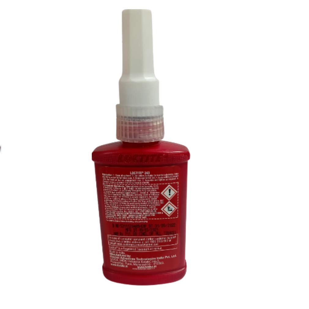 Genuine Henkel Loctite 243 X 50ml Medium Strength Oil Tolerant Threadlocker Blue Operating Temperature – 55°C to +150°C