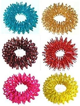 AHCS Acupressure Massage Sujok Ring in Assorted Colors Set of 6 Pcs with Free Acupressure Thumb Pad