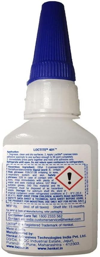 Loctite 40140 Clear 40140 401 Prism Surface Insensitive Instant Adhesive, 20 mL Bottle by Loctite