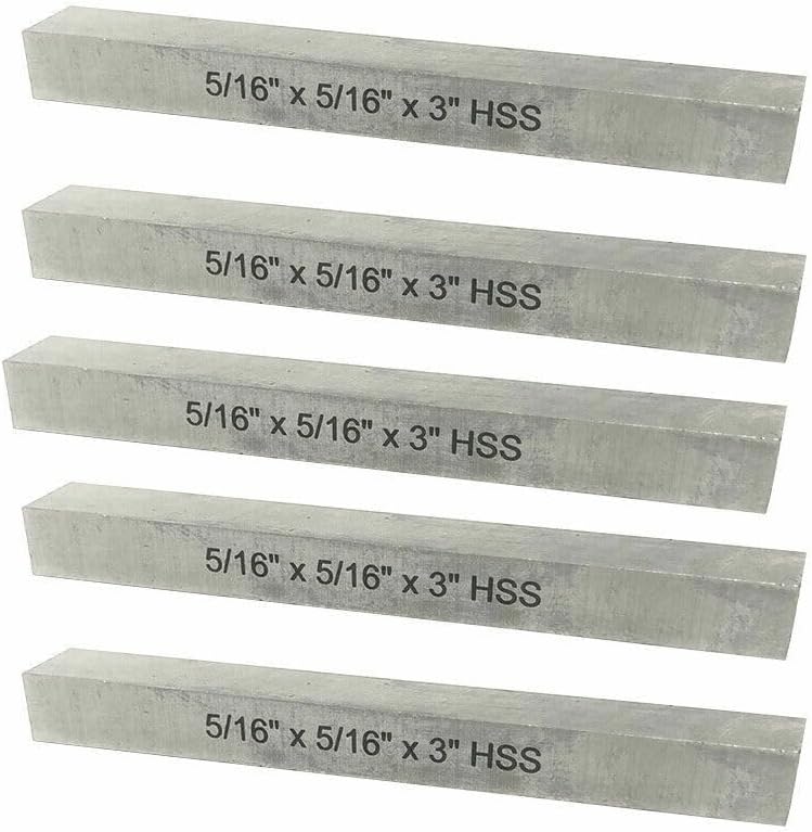 TAURISH 5/16" x 5/16" x 3" M2 HSS Square Tool Bit Lathe Fly Cutter (Pack of 5) - Hardened & Ground for Accuracy