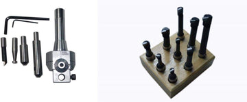 BORING HEAD 62 MM WITH R8 SHANK + 9 PCS CARBIDE BRAZED BORING BARS - NEW SET