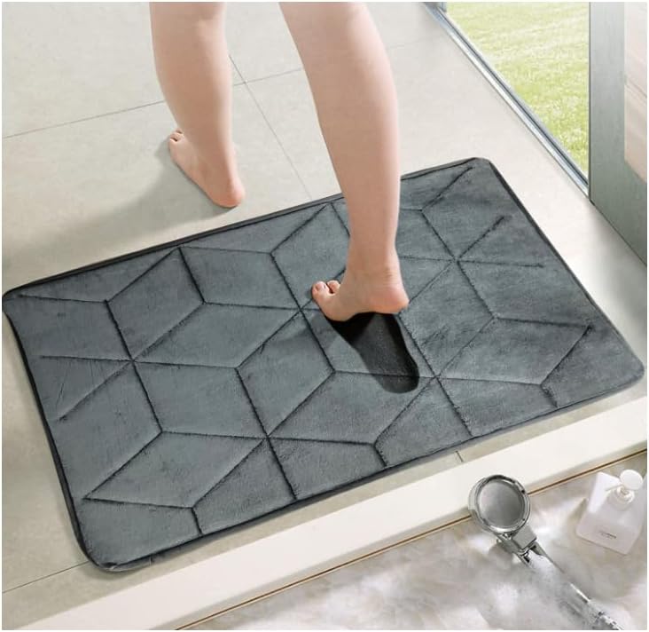 TAURISH Memory Foam Bath Mat Rug, Ultra Soft and Non-Slip Bathroom Rugs, Water Absorbent and Machine Washable Bath Rug for Bathroom, Shower, and Tub, 16" x 24" (Blue)