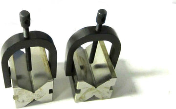 AnNafi Industrial H5608 - V-Block Pair w/Clamps 1-5/8" | 100% Accurate Surface | Grounded Flat Hardened Blocks |Milling Mechanic Engineering Measuring Tools